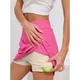 thumbnail image 3 of Chiclily Women's 2-in-1 High Waisted Tennis Skort with Pockets, Pink Athletic Golf Skirt with Built-in Shorts, Size L, 3 of 6