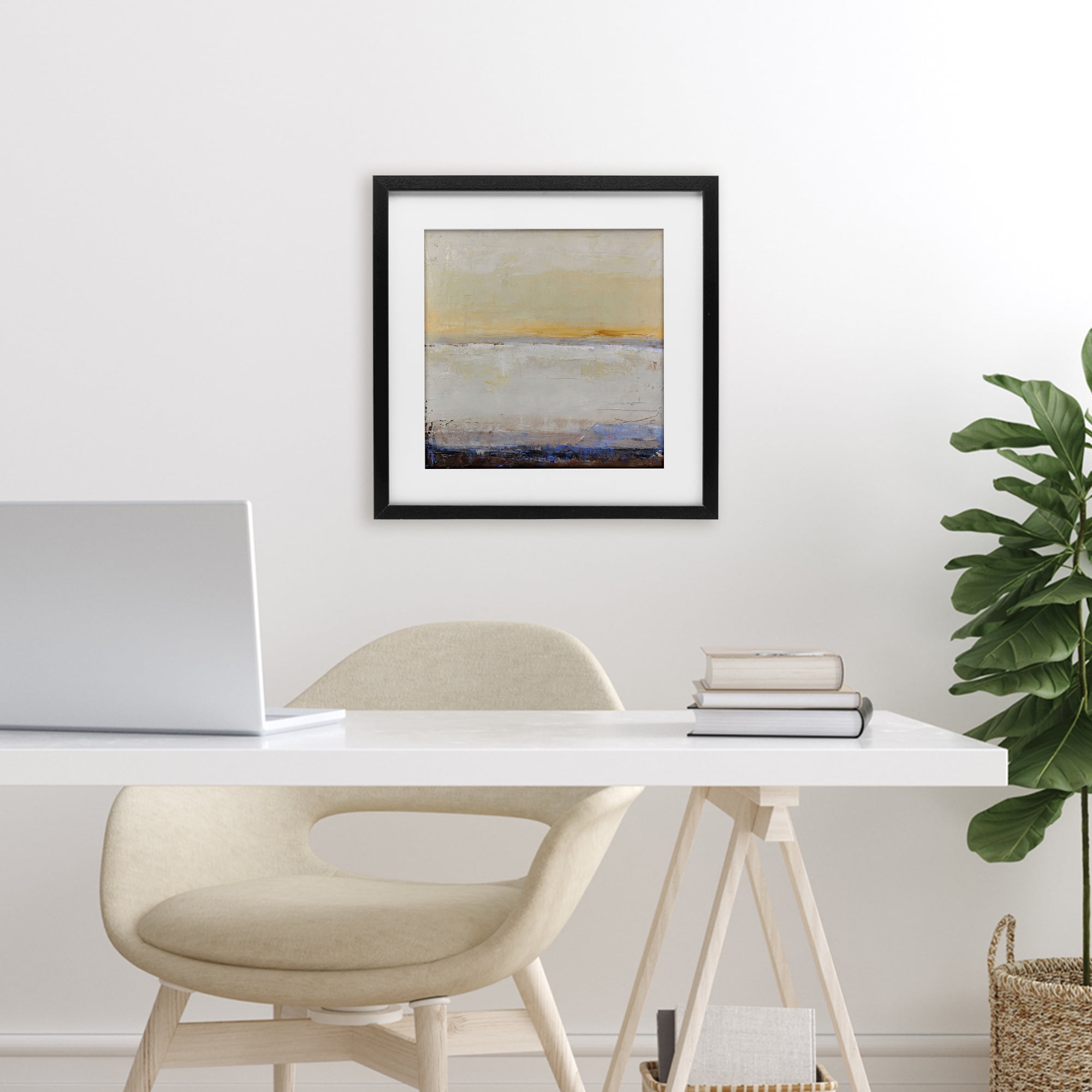 Sweeping Subtle Horizon Black Framed Print Under Glass, design by Design Fabrikken