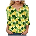 thumbnail image 5 of GEWSEY St Patricks Day Shirt Women Sequin Shamrock Graphic Tees Irish Crewneck 3/4 Sleeve Shirts Funny Saint Pattys Outfits (Light Yellow, L), 5 of 9