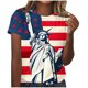 thumbnail image 1 of Mujeres Manga Corta Tops Cuello Redondo Impreso Casual Blusa, Imitación Rack Camiseta para el Verano, Lavado de Manos Casa Y Uso Diario, 1 of 7