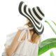 thumbnail image 5 of Sombrero de playa Meidiya para mujer, sombrero de paja a rayas blancas y negras, sombrero de playa flexible, gorra de ala ancha plegable, 5 of 7