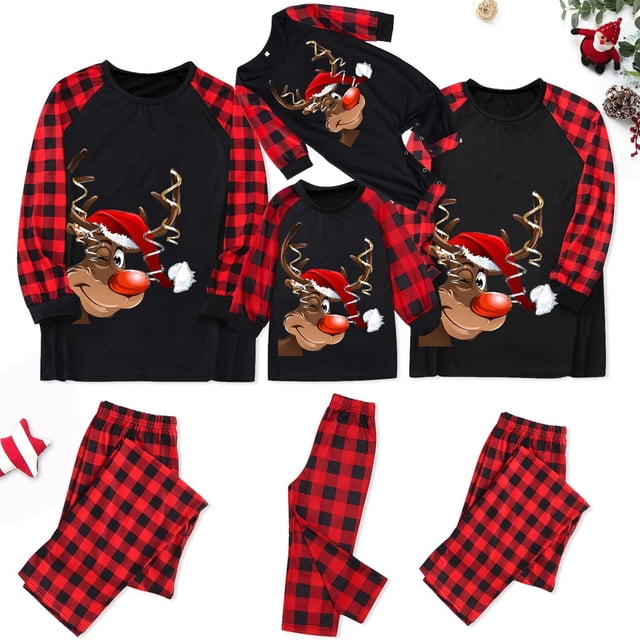 New Year's Costumes 2023 Women Men Boys Girls Infants Pets Matching Outfits Cute Soft 2 Pieces Suit Sleepwear Xmas Family Look