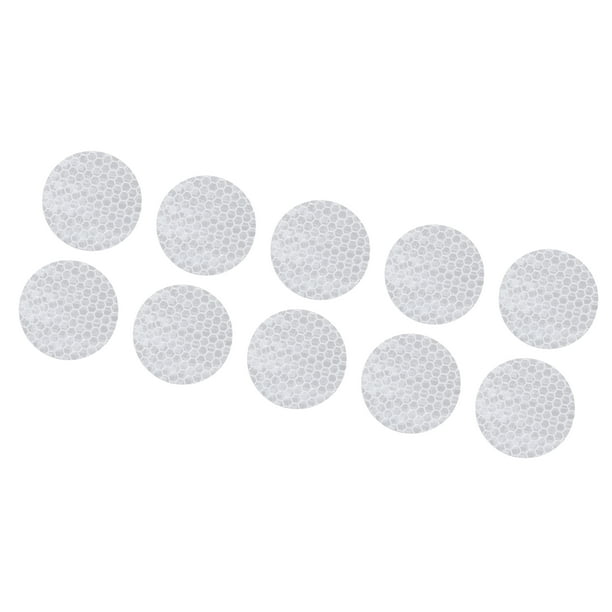 10 Piezas de Etiquetas Reflectantes, Cinta Reflectora de Forma Redonda de 1.97" OD Universal para Autos, Camiones, Remolques, Impermeable PET Blanco