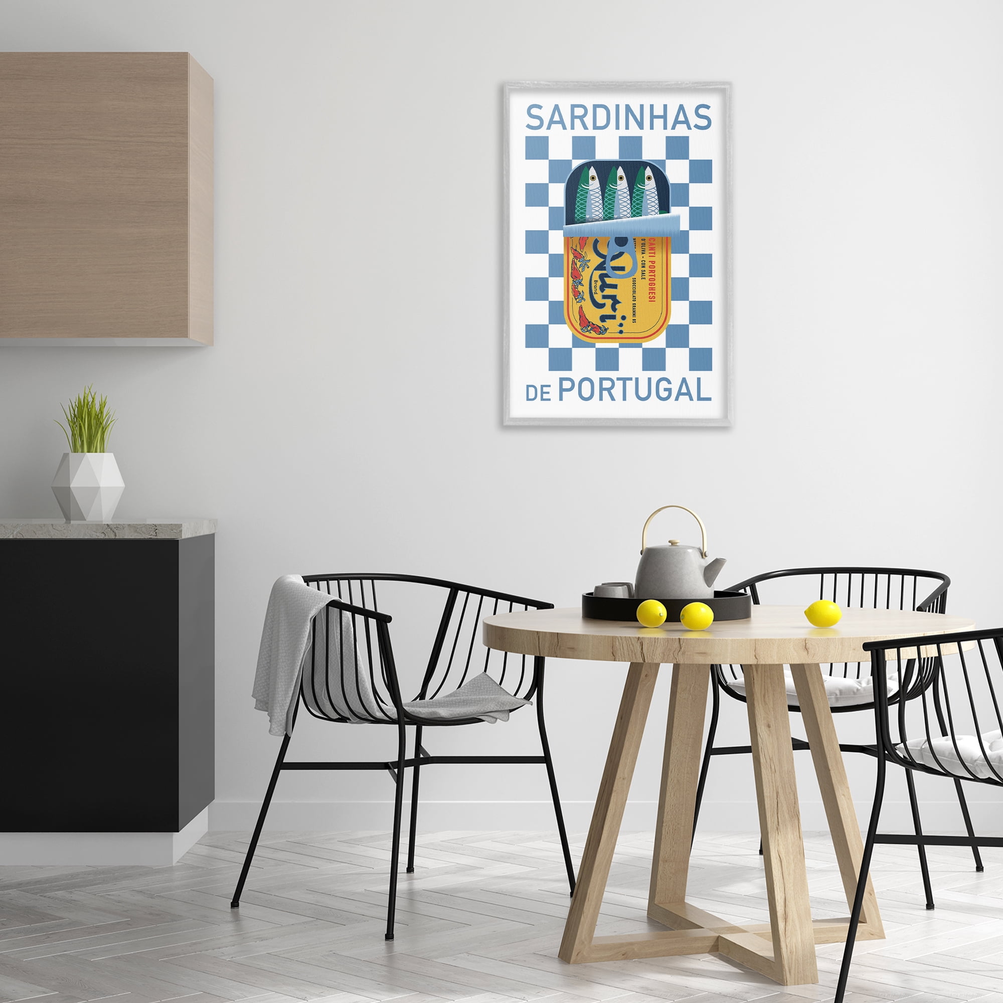 Stupell Industries Portuguese Sardines Can Food & Beverage Painting Gray Framed Art Print Wall Art, 20 x 30