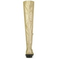 thumbnail image 2 of BLISSFUL STEP Women's Round Toe Block Heel Over Knee High Boots Gold 10, 2 of 7