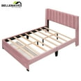 thumbnail image 3 of Bellemave Queen Size Pink Velvet Upholstered Wood Platform Bed with a Big Drawer and Soft Headboard, 3 of 8