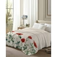 thumbnail image 6 of Flannel Fleece Throw Blanket Spring Red Rose Flower on Vintage Linen Lightweight Soft Plush Blankets,Watercolor Pastoral Floral Cozy Warm Throw Blanket for Couch Sofa Bed Car Office 40x50in, 6 of 9