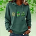 thumbnail image 2 of Chandails à Capuchon pour Femmes de la Saint-Patrick 2026 à Manches Longues avec Graphique de Trèfle et Poches, 2 of 5