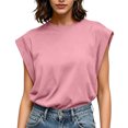 thumbnail image 2 of Axiiglly Plus Size Blouses for Women, Short Sleeves Solid Color Crew Neck Lightweight Summer Outdoor Tops, S-3XL, 2 of 10