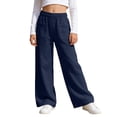 thumbnail image 3 of Girls Cotton Linen Capri Pants Summer Drawstring Wide Leg Pants with Pockets Holiday Boho Beach Palazzo Pants for Kid Boys, 3 of 7