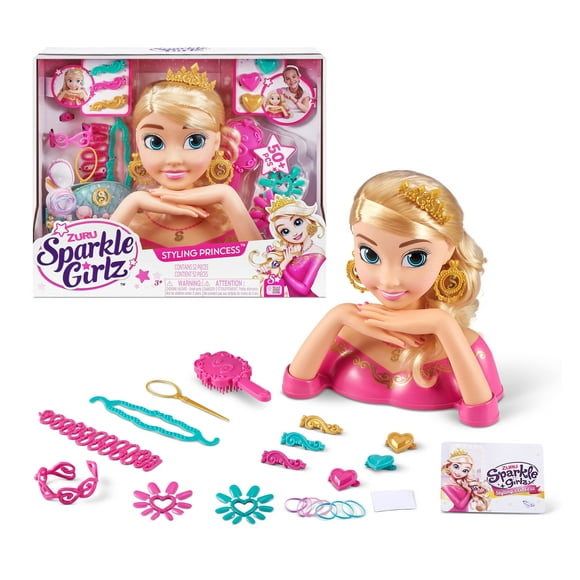 Sparkle Girlz Nail Design & Hair Styling Head Doll by ZURU, for Girls 3 Years Old and Up
