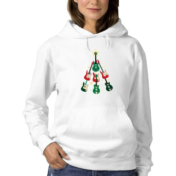 Guitar Christmas Tree Hoodie Women -Smartprints Designs, Female x-Large