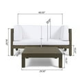 thumbnail image 5 of GDF Studio GDF Studio Keith Outdoor Acacia Wood Sectional Loveseat with Coffee Table, Gray and White, 5 of 8