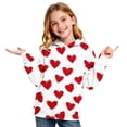 thumbnail image 3 of Sudadera con capucha para niña, para el Día de San Valentín, con estampado de color, de manga larga, informal, deportiva, con capucha, de manga larga, con inserciones en los hombros, blusa de poliéste, 3 of 6