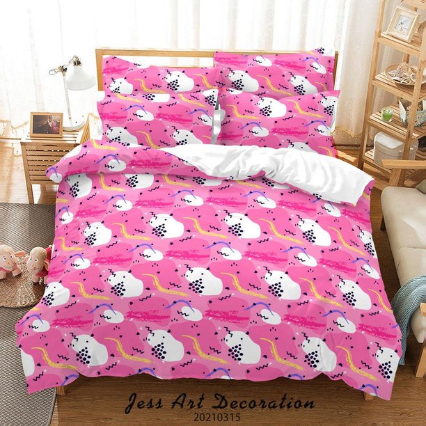 3D Rosa Geométrico Patrón Funda de edredón Ropa de cama Set Funda Nórdica Fundas de almohada
