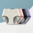 thumbnail image 4 of opolski Women Menstrual Panties Mid Waist Cotton Anti-leak Plus Size Soft Breathable Anti-septic Solid Color Elastic Moisture-wicking Lady Briefs Period Underpants, 4 of 8