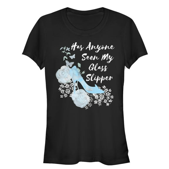 Junior's Cinderella Seen My Glass Slipper  Graphic Tee Black Small