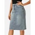 thumbnail image 2 of DARING DIVA Women's Jean Back Vent Midi Length Denim Skirts XL Grey Blue, 2 of 6
