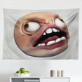thumbnail image 1 of Humor Tapestry, Poker Face Guy Meme Laughing Mock Person Smug Stupid Odd Post Forum Graphic, Fabric Wall Hanging Decor for Bedroom Living Room Dorm, 2 Sizes, Peach and Pearl, by Ambesonne, 1 of 1