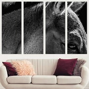 Color-Banner 4 Pieces Modern Canvas Wall Art Horse Eye Closeup for Living Room Home Decorations - 12"x32"x4 Panels