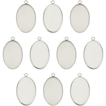 10pcs 20x30mm Oval Blank Pendants Pendant Bezel Trays Stainless Steel Cabochon Settings Plain Edge Bezel Cups for Jewelry Necklaces Bracelet Making 35x21x1.5mm Hole 2mm