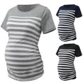 thumbnail image 4 of OUSITAID Tunique Chemise de Maternité Maternité Femmes Imprimé Rayé Enceinte Chemise Décontractée Blouse Manches Courtes Blouse de Maternité для беременных, 4 of 7