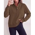 thumbnail image 6 of PRETTYGARDEN Women's Fall Trendy Oversized Sweatshirts Comfy Ribbed Fabric, Raglan Long Sleeve Collared, Button Up Henley Pullover Blouse, Casual Workout Tops, Y2K Fashion Clothing, 6 of 8