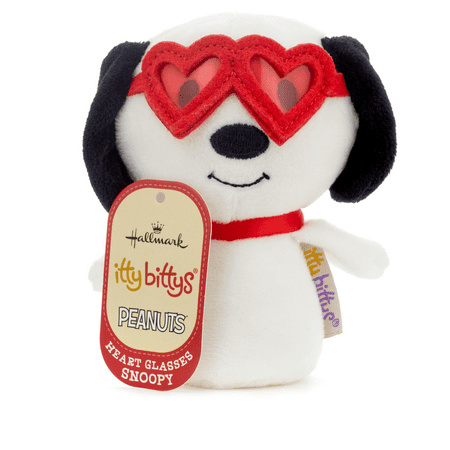 Hallmark Valentine itty bittys Peanuts Snoopy With Heart Glasses Plush New Tag