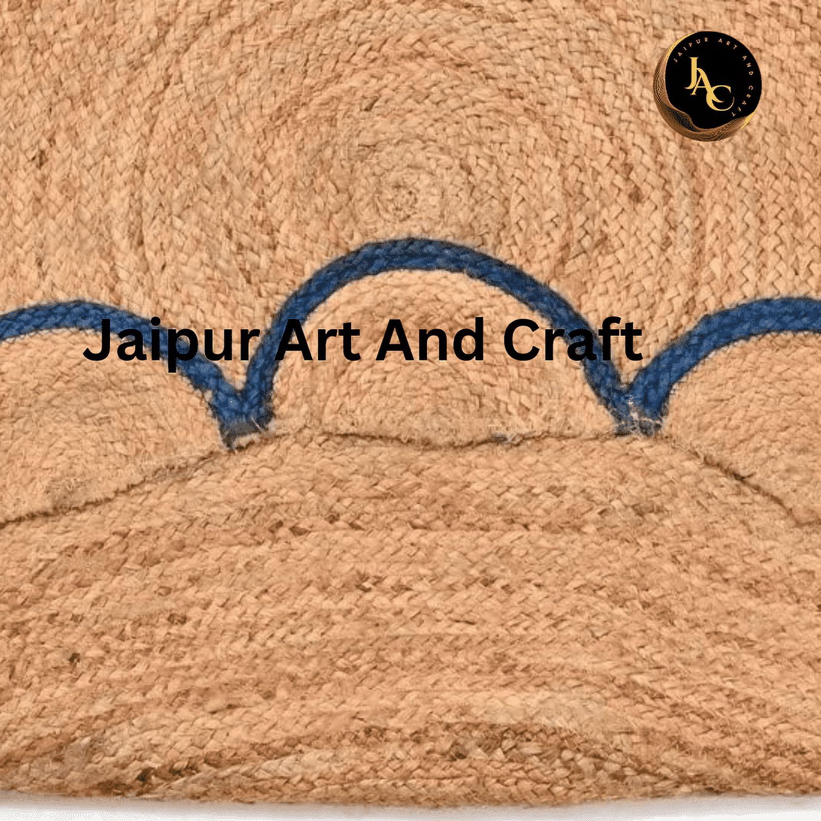 Jaipur Art And Craft Round Brown Jute Area Rug Indian Natural Handmade Home Décor Bohemian Design (4x4 Sq Ft)