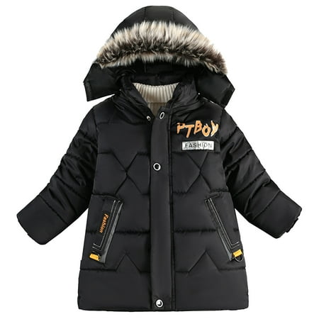 

kpoplk Baby Coats Jackets And Vests Toddler Baby Boys Girls Winter Coat Pullover Color Block Bubble Coat Fleece Lined Jacket Outerwear(Black)