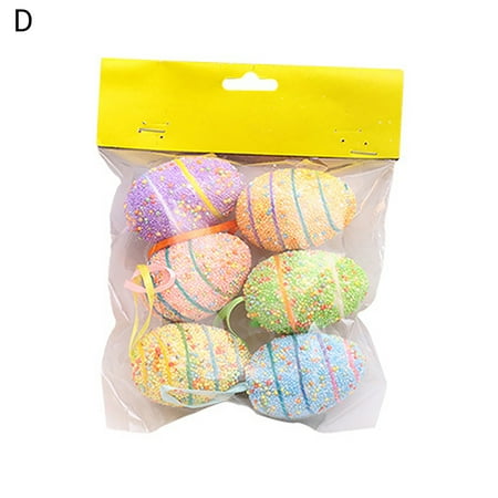 

XM Culture 6Pcs/Set Decorative Visual Effect Hanging Decor Polystyrene Styrofoam Beautiful Easter Egg Hanging Widget for Party(Type D)