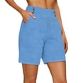 thumbnail image 2 of Oiangi Women's Dress Shorts High Waist Flat Front Shorts Casual Business Office Work Shorts with Pockets Sky Blue 3XL, 2 of 5
