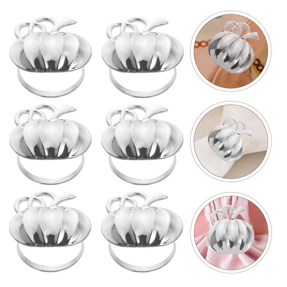 NUOLUX Set of 6 Pumpkin Napkin Alloy Holders for Home Table Decoration, Perfect Fall Thanksgiving Party Accessory 5.51x5.00x4.00in