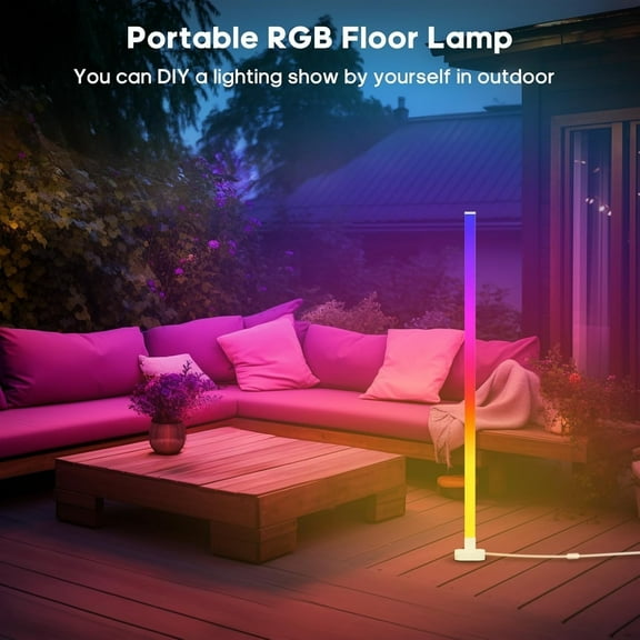 Corner Floor LED light Smart RGB with Remote Control, 16 Million Colors Music Sync Timer Setting Color Changing Standing Floor Lamp for Living Rooms Bedroom