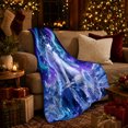 thumbnail image 3 of White Wolf beneath Starry Aurora, Serene Celestial Style for Wolf Lovers, Frosted Night Portrait and Christmas Gift, Cozy Flannel Blanket for Cabin and Bedroom, Home Decor, 3 of 9