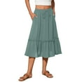 thumbnail image 2 of Women’s Midi Skirt with Elastic Waistband Drawstring Ruffle Hem Flowy Lightweight Casual Skirt with Pockets for Daily Wear Mint Green M, 2 of 6