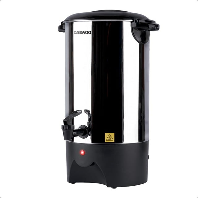 DAEWOO Cafetera eléctrica DCP-6L-40 con cap. 6L de acero inoxidable, tapa con asas y dispensador antigoteo con potencia de 1000W