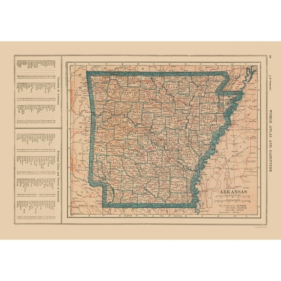Historic State Map - Arkansas - Reynold 1921 - 32.58 x 23 - Vintage Wall Art