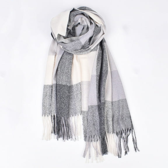 White Scarf Women'S Autumn and Winter Solid Color Shawl Scarf Thickening Warm Fringe Scarf