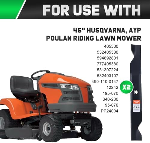 YTH22V46 46 inch Mower Blades for Hus qvarna Craftsman Poulan 405380 532405380 Z246 YTH20K46 YTH21K46 YTH22K46 YTA22V46 RZ4623 YT3000 46'' Deck Lawn Mower(High Lift)