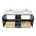 thumbnail image 6 of ARIEL 73" Midnight Blue Double Vanity, 1.5" Edge Pure White Quartz Countertop & Splash, Rectangular Sink, 4 Soft Closing Doors, 6 Full Extension Dovetail Drawers, Toe Kick, Satin Brass, 6 of 9