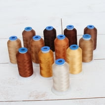 12 Cone Brown/Tan Color Builder Rayon Thread Set - 1000m Spools - Silky Luxurious Finish - For Machine Embroidery and Decorative Stitching