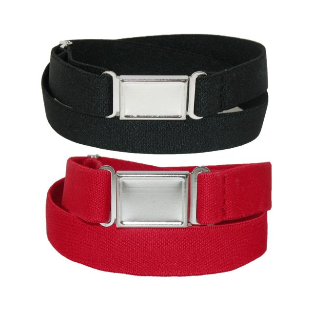CTM® Ceinture Élastique avec Boucle Plate Magnétique Invisible (Lot de 2 Couleurs) (pour Femmes