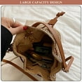 thumbnail image 4 of LHSHID Women's Straw Bucket Crossbody Bag Summer Weave Beach Bag Small Shoulder Bag Drawstring Hollow Out Handbag and Purse, 4 of 7