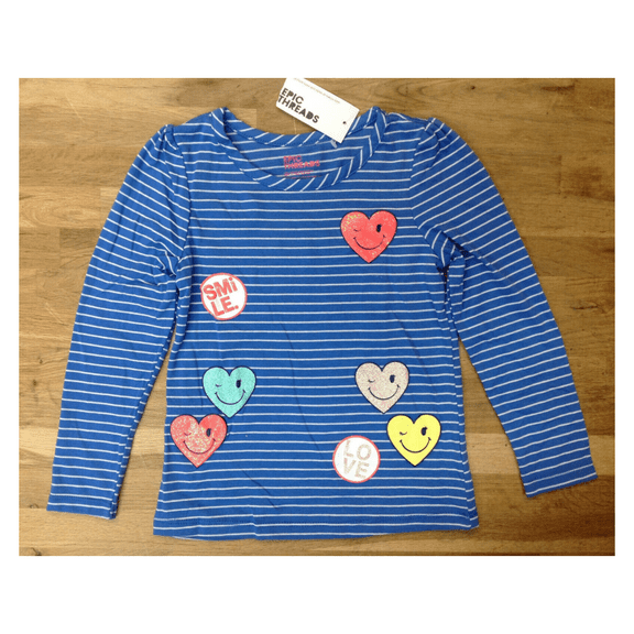 Epic Threads Little Girls' Striped Kitten T-Shirt, Palace Blue, Sizes: 4,6X