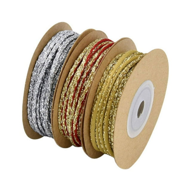 FELTECHELECTR 3 rollos de cinta decorativa navideña de colores contrastantes, cintas acanaladas de poliéster, cuerda para envolver regalos, suministros de embalaje para fiestas (colores variados)