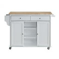 thumbnail image 2 of Kitchen Island Cart with 2 Cabinet & 2 Storage Drawers & 2 Open Shelves, 46.5" Large Kitchen Trolley Cart with Locking Wheels, Spice Rack Towel Rack, Rolling Kitchen Island Cart for Living Room, White, 2 of 6