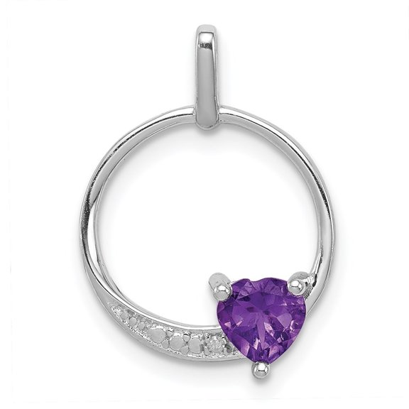 Auriga Fine Jewelry Sterling Silver Rhodium-plated Amethyst and Diamond Pendant for Women