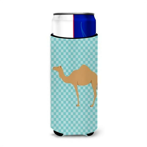 Arabian Camel Dromedary Blue Check Michelob Ultra Hugger for Slim Cans