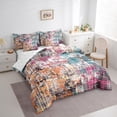 thumbnail image 3 of Homewish Modern Stripes Lines Bedding Comforter Set 7 Pieces for Women, Checkered Square Full Bedding Set, Fashion Graffiti Artwork Reversible Fitted Sheet Flat Sheet, Breathable Home Decor, 3 of 7